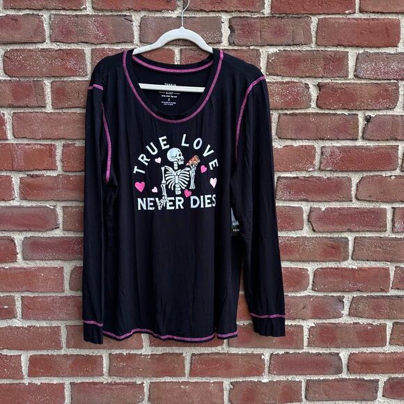 TORRID Super Soft Long Sleeve Pizza true love skull 0/ Large 12 NWT - Picture 2 of 5